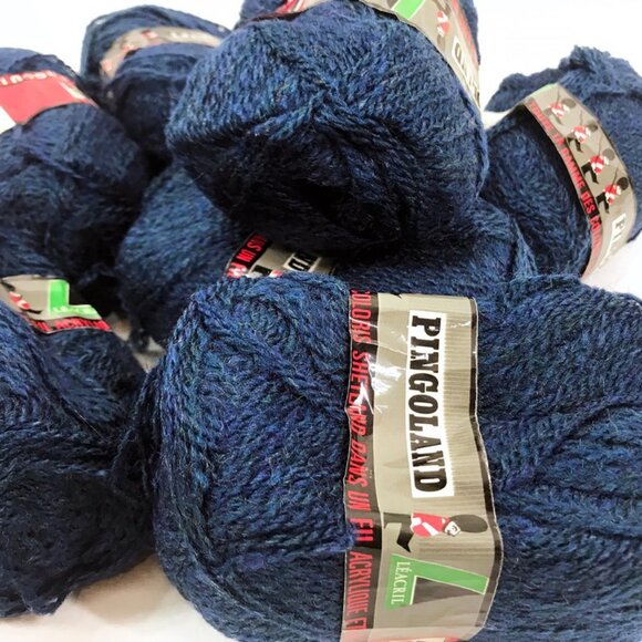 Vintage Pingouin yarn Pingoland Cadet Blue Wool Acrylic Blend 8 skein lot - Picture 1 of 4